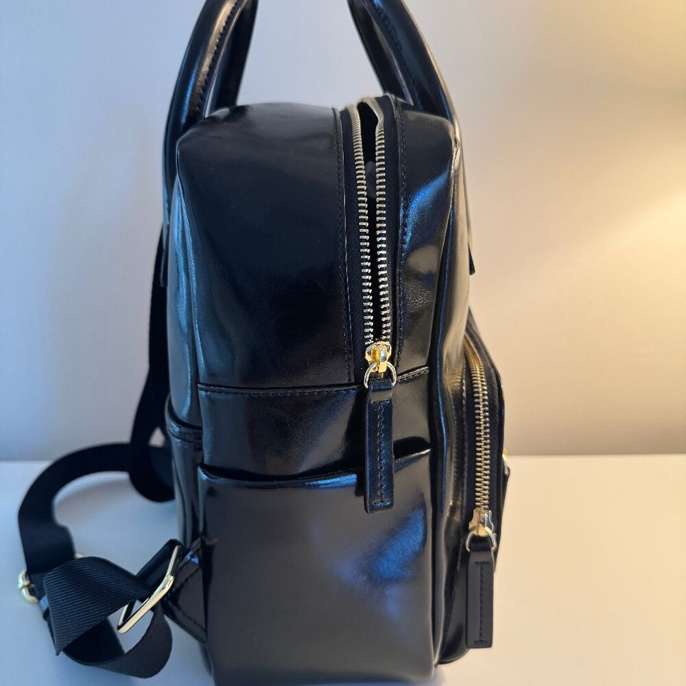 NWT Frances Valentine Small Casey Backpack GLazed Leather Black RARE - Picture 8 of 11
